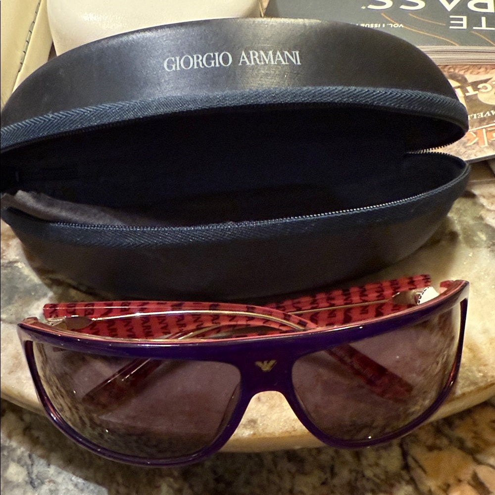 Giorgio Armani Purple and Red Sunglasses with Case